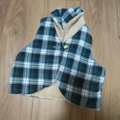 チェック柄ベビーベスト（フリース裏地）80サイズ