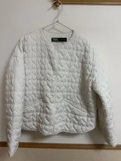 ZARA ハートキルティングジャケット　白　ホワイト