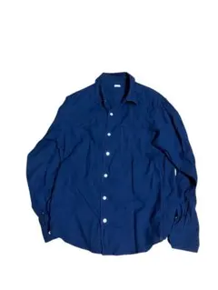 ジーユ メンズ ネイビー Mサイズ GU 胸ポケット 古着 ボタンアップシャツ