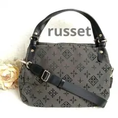 【russet】コットンジャガードモノグラム2wayショルダーバッグ