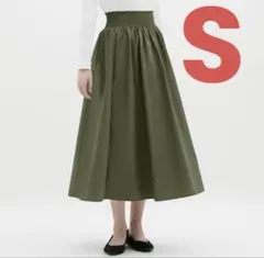 GU シャーリングフレアロングスカートSB オリーブ　カーキ　Sサイズ