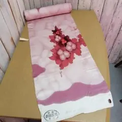 反物 ちりめん 縮緬 ピンク色地 昭和レトロ 古布 リメイク 古裂 モダン 素材のサムネイル