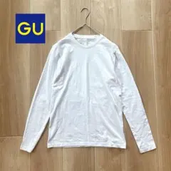 537 GU ジーユー　ベーシッククルーネックT ロンT ホワイト　シンプルのサムネイル