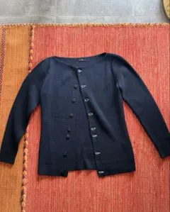 美品y's ワイズ　ニット　カーディガン　オシャレボタン　ブルーブラックのサムネイル