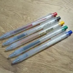 無印良品　多色ボールペン 透明ボディ 5色