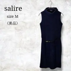 美品✨【サリア】ノースリーブニットワンピース　ハイネック　ベルト付き　ウール混