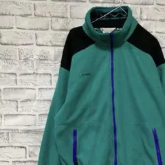 コロンビア　フリースジャケット　グリーンM ロゴ刺繍アウトドア0121