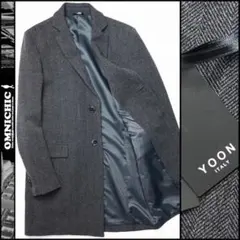 ■新品7万【YOON】ユーン/新進気鋭ヘリンボーンウールチェスターコート50のサムネイル