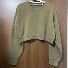 GU クロップド丈 スウェット カーキ
