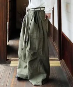 (Mサイズ美品)Airtokyo カーゴパンツワイドカーキリップストップM-65