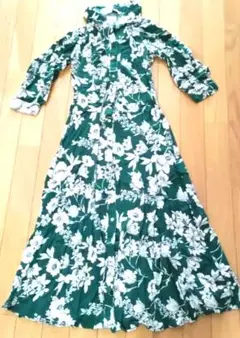 ZARA フラワープリント ロングシャツワンピース XS