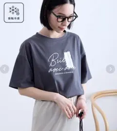 Aunely オーネリー　箔プリントグラフィックTシャツ　接触冷感　美品のサムネイル