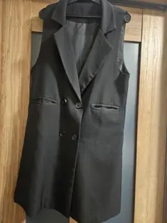 ブラック ダブルボタン ベスト ジレ