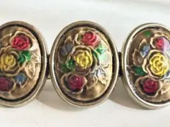 年代物 未使用 焼物ブラウン お花 フラワー vintageレトロバレッタ