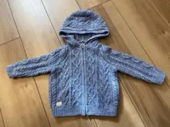 ラルフローレン 12M ケーブルニットセーター フード付きライトブルー