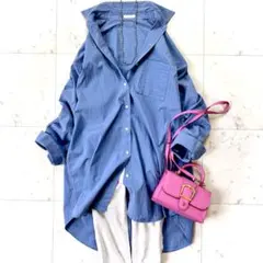 美品♪ウィムガゼット デニム ロングシャツワンピース 日本製 コットン