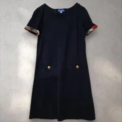 ブルーレーベルクレストブリッジ ワンピース 半袖 ネイビー チェック 36