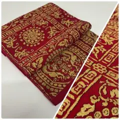 ビ*ビ様 zz487 赤地 金彩 正絹 更紗柄 名古屋帯 昼夜仕立て 10/30