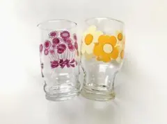 ADERIA アデリア　花柄　佐々木硝子　昭和レトロ　グラス　レトロポップ　2個