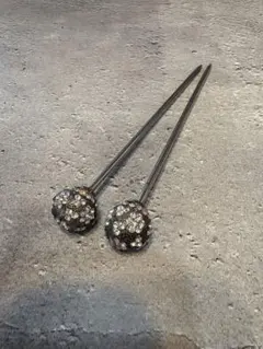 かんざし 簪 着物 ドレス パーティー クリスタル装飾 シルバー 2本セット