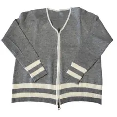 カーディガン 長袖 ジッパー グレー