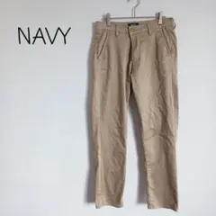 NAVY ストレッチパンツ カジュアル チノ ウエストドローストリング ベージュ