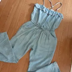 loaf フリル付きライトブルーオールインワン