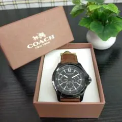 ア1 【箱つき】COACH　メンズ　腕時計　デイデイト　レザーベルト　クォーツのサムネイル