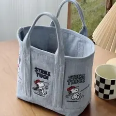 スヌーピーPEANUTS 刺繍　デニムトートバッグ　ミニバッグ