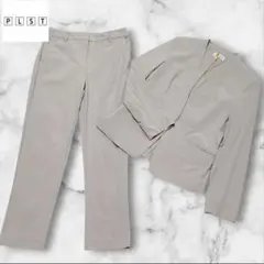 【PLST】プラステ 洗える ノーカラー セットアップ パンツ M ベージュ