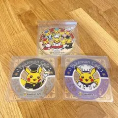 ポケモンカフェ 特典コースター ピカチュウ レアver. 黒 青 シェフ