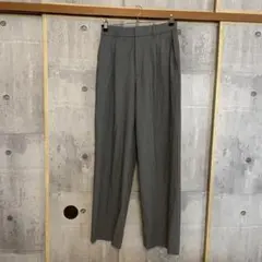 UNIQLO タックワイドパンツ　グレー スラックス ストレート　丈長め