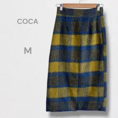 コカ チェックスカート シャギー タイト ロング 厚手 スリット Mのサムネイル