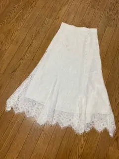 新品タグ付きミッシュマッシュフレアスカート レース 白