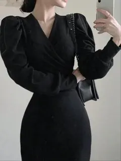 SHEIN エレガントブラックドレス