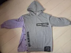 ANAPGIRL フード付きトレーナー グレー/パープル女児キッズ