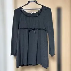 ダークグレー 七分袖チュニックとパンツセット