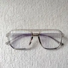 【新品未使用】ツーブリッジ　ダブルブリッジ　クリアフレーム　スクエア　度なし