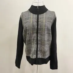 美品 ペンドルトン メリノウール100% 千鳥格子柄 ジップアップ ニット Mのサムネイル