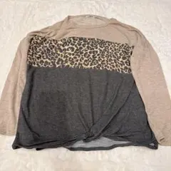 ⭐️匿名配送 レオパード 柄切り替え 長袖 トップス おしゃれ