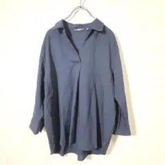 UNIQLO ユニクロ　スキッパーブラウス　七分袖　ネイビー　M
