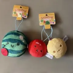 スイカゲームぬいぐるみチャーム　すいか、なし、りんごセット