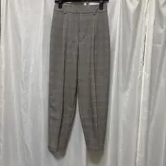 GU チェック柄スラックス Sサイズ ベージュ系