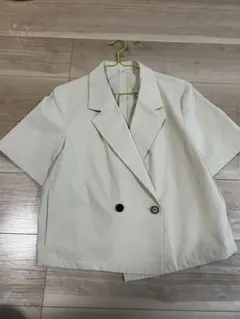 GU アイボリー ダブルブレスト 半袖ジャケットL