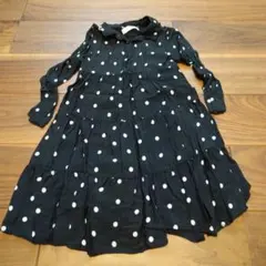 ZARA　水玉模様の長袖ティアードドレス