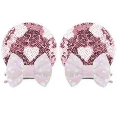 美品　ミニー　ヘアピン　カチューシャ　ディズニー　ピンク スパンコール　耳 ピン