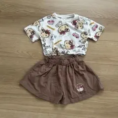ハローキティ キャラクター柄 トップスとショートパンツセット