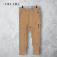 【FULL LIFE】　カーゴパンツ　テーパード　洗える　ベージュ　コットン混