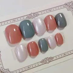 ネイルチップ 現品 全サイズ 10枚セット ピンク グレー