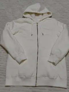 GU　内側フリースロングパーカー　ホワイト　Lサイズ